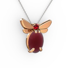 Elisa Kelebek Kolye - Kök yakut ve garnet 14 ayar rose altın kolye (40 cm beyaz altın rolo zincir) #mxk0k6