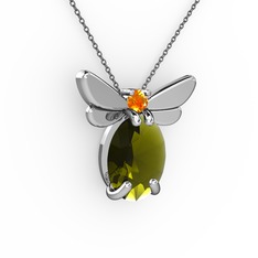 Elisa Kelebek Kolye - Peridot ve sitrin 925 ayar gümüş kolye (40 cm gümüş rolo zincir) #qcvbmd