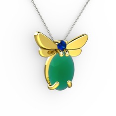 Elisa Kelebek Kolye - Kök zümrüt ve lab safir 18 ayar altın kolye (40 cm gümüş rolo zincir) #vb8h1w