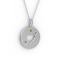 Peridot 8 ayar beyaz altın kolye (40 cm beyaz altın rolo zincir)