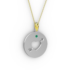 Ok Kalp Kolye - Kök zümrüt 925 ayar gümüş kolye (40 cm altın rolo zincir) #1du2v9p
