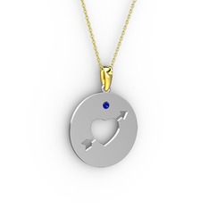 Lab safir 18 ayar beyaz altın kolye (40 cm altın rolo zincir)