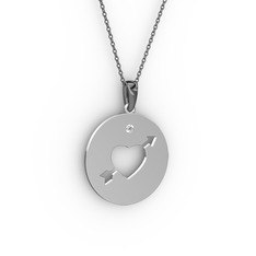 Ok Kalp Kolye - Pırlanta 925 ayar gümüş kolye (0.036 karat, 40 cm gümüş rolo zincir) #1gelhvh