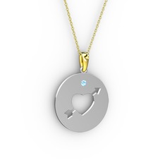 Ok Kalp Kolye - Akuamarin 925 ayar gümüş kolye (40 cm altın rolo zincir) #1i8syxm