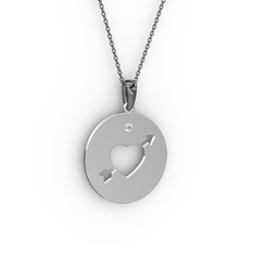 Ok Kalp Kolye - Swarovski 8 ayar beyaz altın kolye (40 cm gümüş rolo zincir) #3v09f7