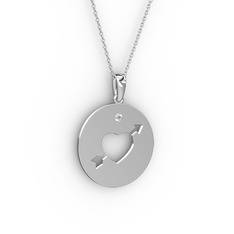 Ok Kalp Kolye - Swarovski 8 ayar beyaz altın kolye (40 cm beyaz altın rolo zincir) #7q6e46