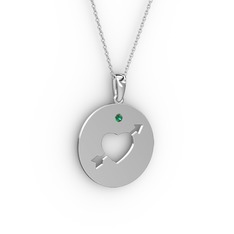 Ok Kalp Kolye - Yeşil kuvars 925 ayar gümüş kolye (40 cm beyaz altın rolo zincir) #ad16r7