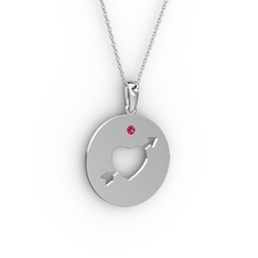 Rodolit garnet 14 ayar beyaz altın kolye (40 cm beyaz altın rolo zincir)