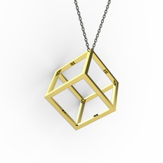 Maya Küp Kolye - 8 ayar altın kolye (40 cm gümüş rolo zincir) #1c2stev