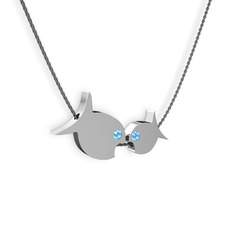 Akuamarin 925 ayar gümüş kolye (40 cm gümüş rolo zincir)