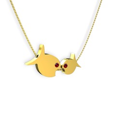 Garnet 925 ayar altın kaplama gümüş kolye (40 cm altın rolo zincir)