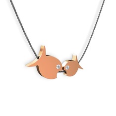 İkili Balık Kolye - Swarovski 8 ayar rose altın kolye (40 cm gümüş rolo zincir) #9qq62r