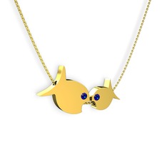 Lab safir 14 ayar altın kolye (40 cm altın rolo zincir)