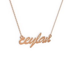 El Yazılı İsim Kolye - 8 ayar rose altın kolye (6 karakterli el yazısı, 40 cm rose altın rolo zincir) #10eymdd