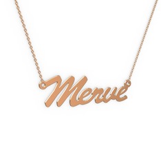 El Yazılı İsim Kolye - 18 ayar rose altın kolye (5 karakterli el yazısı, 40 cm gümüş rolo zincir) #135pieh