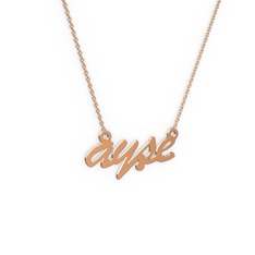 El Yazılı İsim Kolye - 14 ayar rose altın kolye (4 karakterli el yazısı, 40 cm rose altın rolo zincir) #19rs037