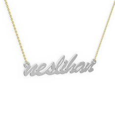 El Yazılı İsim Kolye - 14 ayar beyaz altın kolye (8 karakterli el yazısı, 40 cm altın rolo zincir) #19uzmyk