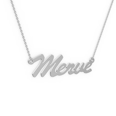 El Yazılı İsim Kolye - 8 ayar beyaz altın kolye (5 karakterli el yazısı, 40 cm gümüş rolo zincir) #1ciqqqv