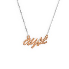 18 ayar rose altın kolye (4 karakterli el yazısı, 40 cm beyaz altın rolo zincir)