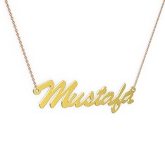 14 ayar altın kolye (7 karakterli el yazısı, 40 cm gümüş rolo zincir)