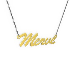 El Yazılı İsim Kolye - 925 ayar altın kaplama gümüş kolye (5 karakterli el yazısı, 40 cm gümüş rolo zincir) #1g6qh3p