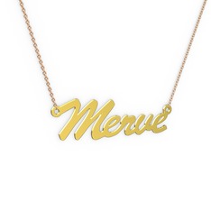 El Yazılı İsim Kolye - 8 ayar altın kolye (5 karakterli el yazısı, 40 cm gümüş rolo zincir) #1gbce43