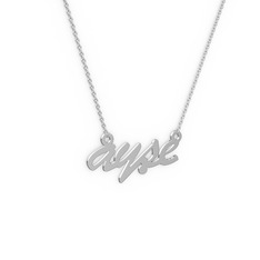 18 ayar beyaz altın kolye (4 karakterli el yazısı, 40 cm beyaz altın rolo zincir)