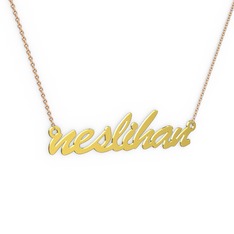 18 ayar altın kolye (8 karakterli el yazısı, 40 cm rose altın rolo zincir)