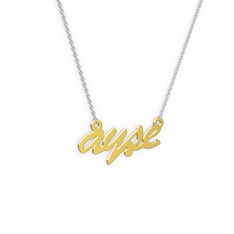El Yazılı İsim Kolye - 925 ayar altın kaplama gümüş kolye (4 karakterli el yazısı, 40 cm gümüş rolo zincir) #1x4jj2g