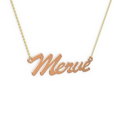 El Yazılı İsim Kolye - 14 ayar rose altın kolye (5 karakterli el yazısı, 40 cm altın rolo zincir) #542uqi