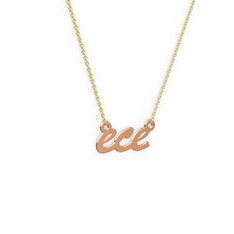 14 ayar rose altın kolye (3 karakterli el yazısı, 40 cm altın rolo zincir)