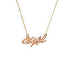 El Yazılı İsim Kolye - 8 ayar rose altın kolye (4 karakterli el yazısı, 40 cm altın rolo zincir) #ha44x2