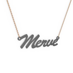 El Yazılı İsim Kolye - 925 ayar siyah rodyum kaplama gümüş kolye (5 karakterli el yazısı, 40 cm rose altın rolo zincir) #o7ns7n