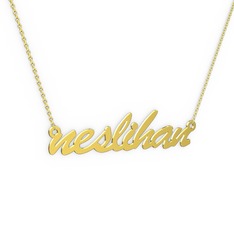 El Yazılı İsim Kolye - 18 ayar altın kolye (8 karakterli el yazısı, 40 cm altın rolo zincir) #uqyp30