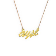 14 ayar altın kolye (4 karakterli el yazısı, 40 cm gümüş rolo zincir)