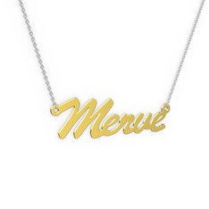 El Yazılı İsim Kolye - 14 ayar altın kolye (5 karakterli el yazısı, 40 cm gümüş rolo zincir) #wjeen0