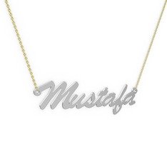 925 ayar gümüş kolye (7 karakterli el yazısı, 40 cm altın rolo zincir)