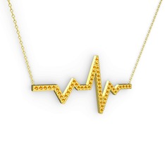 Kalp Ritmi Kolye - Sitrin 14 ayar altın kolye (40 cm altın rolo zincir) #10gpkd