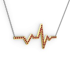 Garnet 8 ayar altın kolye (40 cm gümüş rolo zincir)