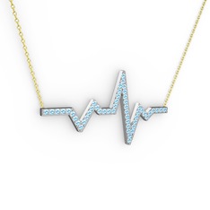 Kalp Ritmi Kolye - Akuamarin 14 ayar beyaz altın kolye (40 cm gümüş rolo zincir) #11vh9nj