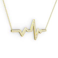 Kalp Ritmi Kolye - Beyaz zirkon 8 ayar altın kolye (40 cm altın rolo zincir) #1dbdr8u