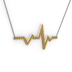 Kalp Ritmi Kolye - Peridot 8 ayar rose altın kolye (40 cm gümüş rolo zincir) #1ggxzbi
