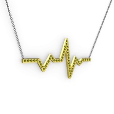 Kalp Ritmi Kolye - Peridot 925 ayar altın kaplama gümüş kolye (40 cm gümüş rolo zincir) #1jwv24h
