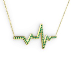 Kalp Ritmi Kolye - Yeşil kuvars 8 ayar altın kolye (40 cm altın rolo zincir) #1pzt9b8