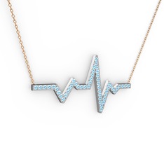 Kalp Ritmi Kolye - Akuamarin 18 ayar beyaz altın kolye (40 cm gümüş rolo zincir) #1q0g1o8