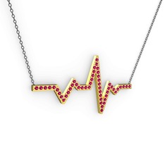 Rodolit garnet 18 ayar altın kolye (40 cm gümüş rolo zincir)