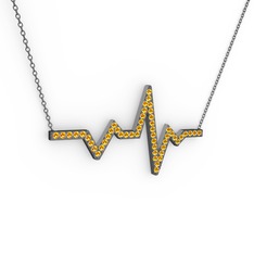 Sitrin 925 ayar siyah rodyum kaplama gümüş kolye (40 cm gümüş rolo zincir)