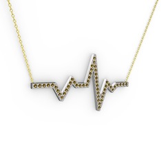 Kalp Ritmi Kolye - Dumanlı kuvars 18 ayar beyaz altın kolye (40 cm altın rolo zincir) #1v66w26