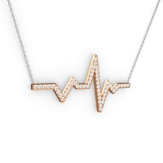 Kalp Ritmi Kolye - Swarovski 14 ayar rose altın kolye (40 cm beyaz altın rolo zincir) #1wcviz4