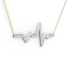 Kalp Ritmi Kolye - Pırlanta 14 ayar beyaz altın kolye (0.572 karat, 40 cm altın rolo zincir) #b9marb